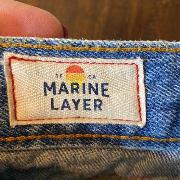 Marine Layer Celine Pencil Midi Skirt Blue Cotton Denim Size 4 - Picture 7 of 9